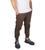 calça jeans jogger masculina jeans rasgado, sarja com elastico e bolso Marrom