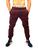 calça jeans jogger masculina jeans rasgado, sarja com elastico e bolso Bordô