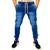 Calça jogger jeans masculina sarja com elastico Jeans escuro
