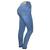 Calça Looper Cos Alto Com Lycra Modeladora Levanta Bumbum Jeans azul capri tornozelo detalhe barra