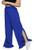 Calça Pantalona Feminina Fenda Lateral Cós Alto Moda Blogueira Conforto Azul, Bic