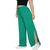 Calça Pantalona Feminina Fenda Lateral Cós Alto Moda Blogueira Conforto Verde, Bandeira