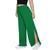 Calça Pantalona Feminina Fenda Lateral Cós Alto Moda Blogueira Conforto Verde