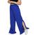 Calça Pantalona Feminina Fenda Lateral Cós Alto Moda Blogueira Conforto Azul, Bic