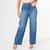 Calça Wide Leg Jeans Feminina Reta Com Bolso Cintura Alta Azul