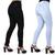 Calças Jeans Feminina Skinny Levanta Bumbum Elastano Cintura Alta                                                                  Preto, Branco