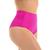 Calcinha de Biquini hot pant avulsa cintura alta e lateral larga franzida sunkini retrô moda praia Pink neon