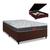 Cama Box Baú Casal Sintético + Colchão Castor Class One Face Molas Tecnopedic 138x188x67 Marrom