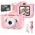Camera Digital Infantil cartão De Memoria 8 GB Fotos Voz Recarregavel Capa Alça Proteção Jogos Rosa