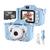 Camera Digital Infantil mais Cartão de 8GB Fotos Voz Recarregável Com Capa Alça Proteção Cachorro Jogos Azul