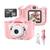 Camera Digital Infantil mais Cartão de 8GB Fotos Voz Recarregável Com Capa Alça Proteção Cachorro Jogos Rosa