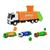 Caminhão Iveco Miniatura de Brinquedo Coletor de Lixo Branco, Laranja
