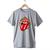 Camisa Básica Banda The Rolling Mick Logo Stones Rock Jagger Cinza mescla