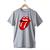 Camisa Básica The Rolling Banda Mick Rock Jagger Logo Stones Cinza mescla