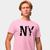 Camisa Camiseta Genuine Grit Masculina Estampada Algodão 30.1 NY Rosa claro