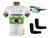 Camisa Ciclismo Bike MTB C/ Proteção UV + Óculos Esportivo Espelhado + Par de Manguitos Brasil branco