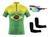 Camisa Ciclismo Bike MTB C/ Proteção UV + Óculos Esportivo Espelhado + Par de Manguitos Brasil amarelo neon