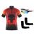 Camisa Ciclismo Bike MTB C/ Proteção UV + Óculos Esportivo Espelhado + Par de Manguitos Punisher preto, Vermelho