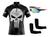 Camisa Ciclismo Bike MTB C/ Proteção UV + Óculos Esportivo Espelhado + Par de Manguitos Punisher preto, Branco
