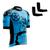 Conjunto de Ciclismo Camisa e Bermuda C/ Proteção UV + Óculos de Proteção Preto Anti-Risco + Par de Manguitos + Bandana Ciclista preto, Azul