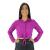 Camisa Cropped Blusinha Feminina Manga Longa Botão Amarração Fucsia