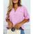 Camisa feminina manga 3/4 botões estilo Pink