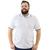 Camisa Masculina Gola Polo Plus Size Básica Lisa Com Bordado Branco