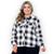 Camisa Xadrez Feminina Plus Size Festa Junina Manga Longa Tamanho Grande Branco