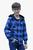 Camisa Xadrez Infantil Flanela Manga Longa Com Capuz 1 Ao 16 Azul com preto