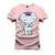 Camiseta 100% Algodão Premium Estampada Robozinho Cabeça Rosa