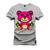 Camiseta Agodão T-Shirt Unissex Premium Macia Estampada Urso Rosa X Cinza