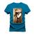 Camiseta Algodão Estampada Unissex T-Shirt Confortável Cavalo E Homem Azul