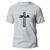 Camiseta Algodão Premium Estampa Digital Cruz Jesus Cristo Cinza