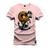 Camiseta Algodão Premium T-Shirt Caveira Pirata Ancora Rosa