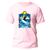 Camiseta Básica Algodão Premium Estampa Digital Surf Ondas Rosa
