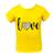 Camiseta blusa infantil para menina 100% algodão Amarelo love
