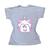 Camiseta blusa infantil para menina 100% algodão Cinza gata