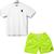 Camiseta Com Bermuda Shorts Calção Tactel Dibre Kit Praia  Cam, Branco, Berm, Verde limão, Dibre