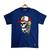 Camiseta DBL Gola Redonda Estampa CAVEIRA Streetwear fio 30.1 Penteado. Azul petróleo