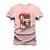 Camiseta Estampada 100% Algodão Unissex T-shirt Confortável Caixinha Rosa