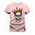 Camiseta Estampada Algodão Premium Confortável King OF Caveirão Rosa