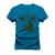 Camiseta Estampada Algodão Unissex Macia Simbolo Country Boi Azul