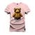 Camiseta Estampada Premium Tamanho Especial Ursinho De Capuz Fofo Rosa