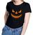 Camiseta Feminina Baby Look Abóbora Rosto Halloween Novidade! Preto