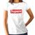 Camiseta Feminina Baby Look T Shirt Estampada Supere Gola Redonda 100% Algodão Branco