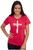 Camiseta Feminina Básica Evangélica Algodão Gratidão Cruz Vermelho