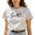 Camiseta Feminina T-shirt Algodão Estampada Smile Girassol Plus Size Branco