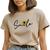 Camiseta Feminina T-shirt Algodão Estampada Smile Girassol Plus Size Caqui