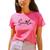 Camiseta Feminina T-shirt Algodão Estampada Smile Girassol Plus Size Rosa
