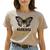Camiseta Feminina T-shirt Manga Curta De Verão Estampa De Borboleta Animal Blusinha GuGi Caqui